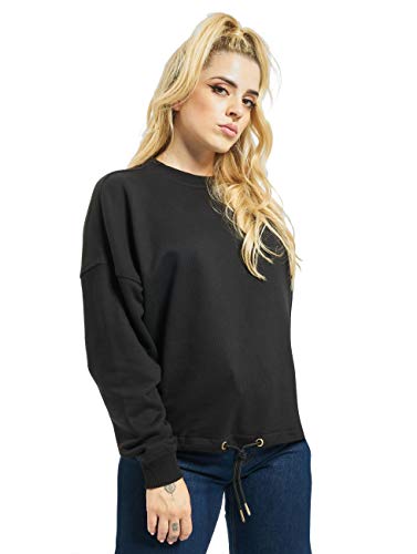 Urban Classics Damski sweter damski oversized Crew bluza damska ze ściągaczem w pasie, dostępna w wielu kolorach, rozmiary XS - XL, czarny, L duże rozmiary