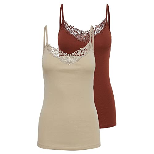 ONLY Top damski, Henna/Pack:henna/Humus, XL