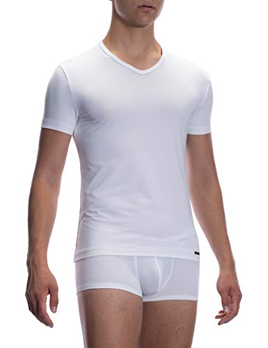 Olaf Benz Męski T-shirt z dekoltem w serek (Regular), biały, XL