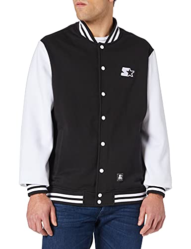 Starter Black Label Męska kurtka polarowa College, męska kurtka w 2 różnych kolorach, rozmiar S do XXL, czarny/biały, XL