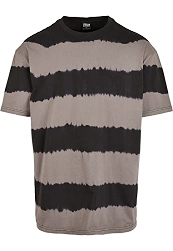 Urban Classics Męski t-shirt Oversized Striped Tye Dye Tee, Asphalt/czarny., XL