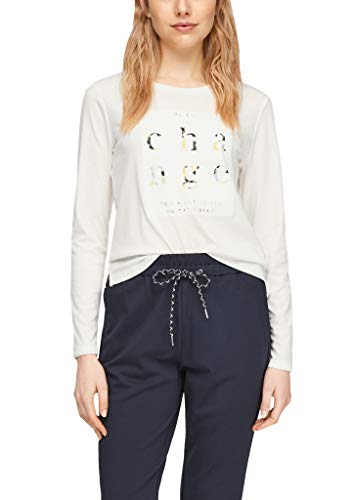 s.Oliver Damska koszulka z długim rękawem z nadrukiem, Wydruk offwhite Placed Print, 42 PL