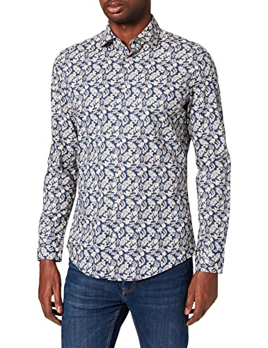 Seidensticker Męska koszula o kroju slim z długim rękawem Cotton Linen, beżowy (Beige 22), 40 PL