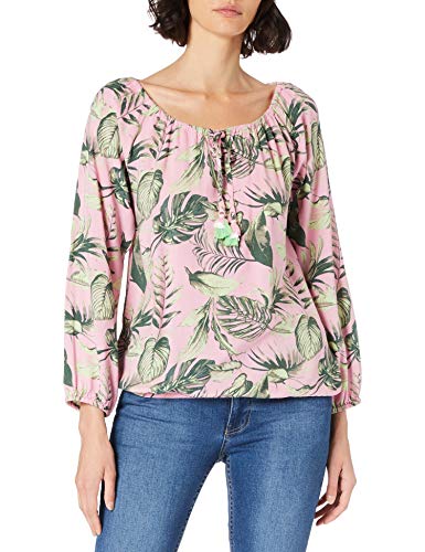Timezone Bluzka damska z nadrukiem, Pink Philo Leaves, XXL