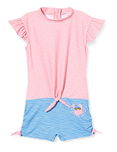 Playshoes jednoczęściowy kostium kąpielowy dla dziewcząt z rakiem, niebieski/różowy, 110/116 cm