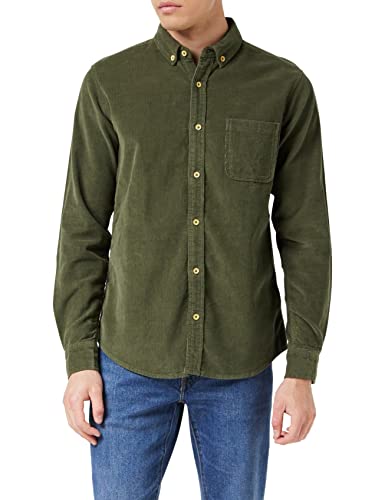 Urban Classics Męska koszula ze sztruksu, z długim rękawem, dostępna w wielu kolorach, rozmiary S-5XL, oliwkowy, XL