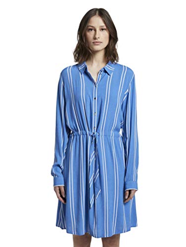 TOM TAILOR Denim Damski Sukienka mini w paski 1017036, 21580 - Blue White Stripe, L