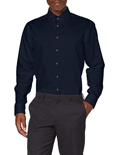 Seidensticker Męska koszula biznesowa – nie wymaga prasowania, taliowana koszula -Shaped Fit – długi rękaw – kołnierz Kent – 100% bawełna