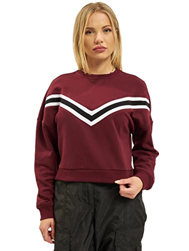 Urban Classics Damski sweter damski Inset Striped Crew, czerwony (Port 01157), L