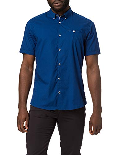 Pioneer Męska koszula z krótkim rękawem, uniwersalna z kieszenią na piersi, Darkindigo, S