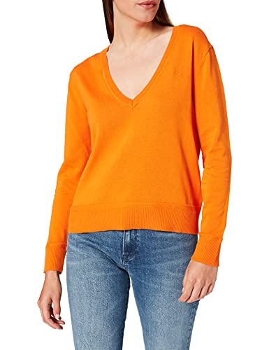 GANT Damski sweter z lekkim dekoltem w serek, Russet pomarańczowy, L