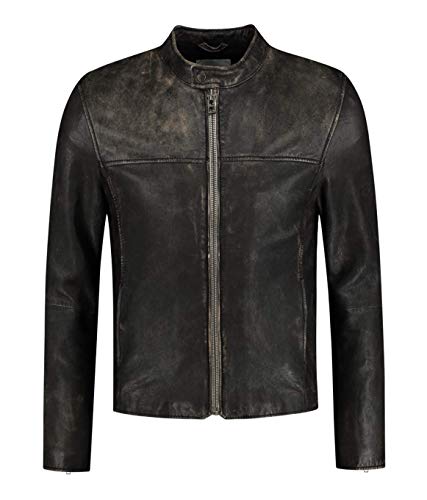 Goosecraft Męska kurtka Gc Eagle Rock Vintage Biker Leather Jacket, czarny, S