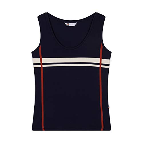 ROLAND GARROS Damska koszulka na ramiączkach w paski ciemnoniebieska kolor tanktop minimalistyczne paski odzież sportowa lub miejska górna część rozmiar XL-RTSW0120-MAR-XL, granatowa, XL