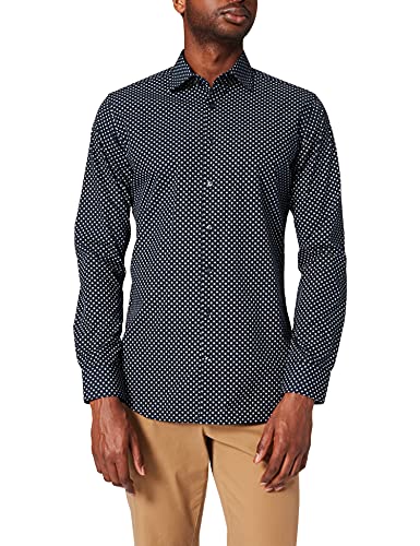 Seidensticker Męska koszula X-Slim z długim rękawem Poplin, niebieski (niebieski 19), 38 PL