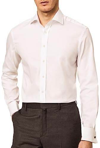 Hackett London Męska koszula biznesowa Pinpoint Dc, 800 WHITE, 60
