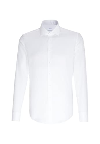 Seidensticker Męska koszula biznesowa Seidensticker Slim Fit Seidensticker męska koszula biznesowa - Slim Fit - nie wymaga prasowania - kołnierz Kent - długi rękaw - 100% bawełna, biały (biały 01), 42