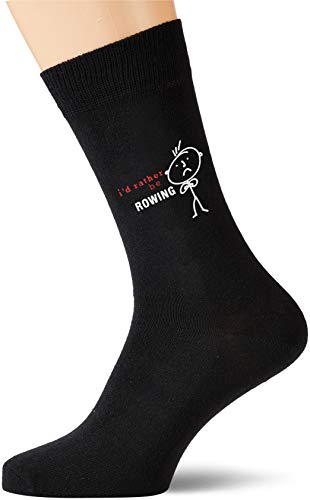 60 Second Makeover Limited Męskie 'I'd Rather be Rowing' czarne skarpety na łydkę Dzień Ojca tata mąż chłopaka wujek dziadek prezent