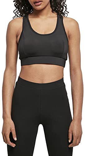 Urban Classics Damski sportowy biustonosz damski Tech Mesh Bra, sportowy top dla kobiet z wstawką z siateczki na plecach, rozmiary XS - 5XL, czarny, M