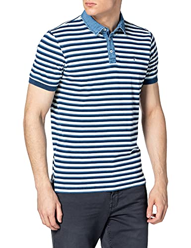 Pioneer Męska koszulka polo w paski indigo