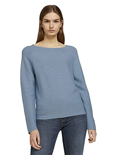 TOM TAILOR Denim Damski Sweter z bawełny ekologicznej i raglanowe rękawy 1024915, 25900 - Soft Mid Blue, M