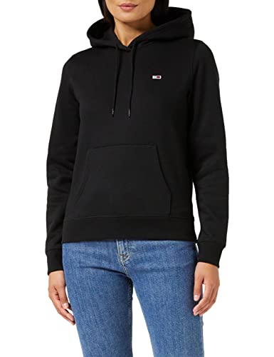 Tommy Jeans Damski sweter z kapturem z regularnego polaru Tjw, Czarny, S