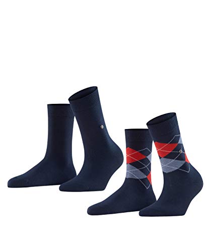 Burlington Kobiety Skarpety Everyday Mix 2-Pack W SO Bawełna z wzorem 2 Pak, Niebieski (Marine 6120), 36-41
