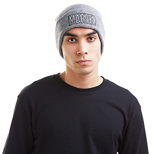 Marvel Męska linia czapka z logo, Szary (Heather Grey Hgy), Jeden rozmiar
