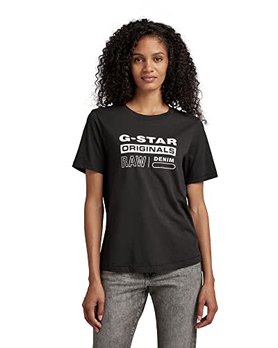 G-STAR RAW Damska koszulka Originals Label Regular, Czarny (Dk Black D19953-4107-6484), S