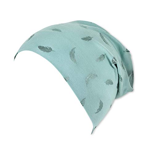 Sterntaler Czapka Slouch-Beanie dla dziewczynek z motywem piórka, turkusowy, 49 cm