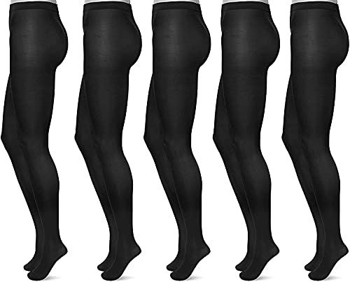 FM London Damskie rajstopy Collants 40 deniers (lot de 5), Czarny, S
