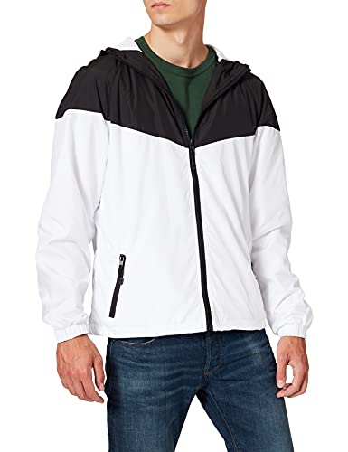 Urban Classics Kurtka męska Windbreaker 2-ton Tech Windrunner, kurtka przejściowa dla mężczyzn w wielu kolorach, rozmiary S - 5XL, Blk/Wht, L