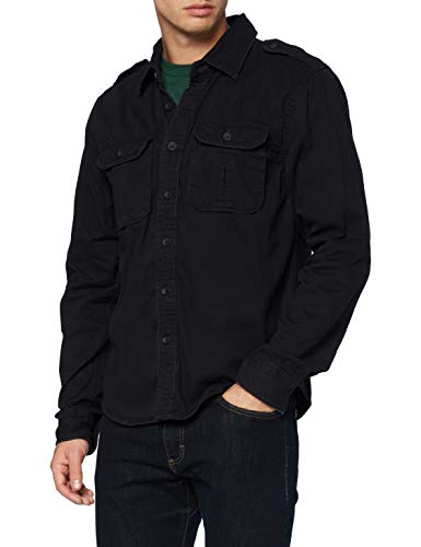 Brandit Męska koszula w stylu vintage z długim rękawem, Czarna koszulka z długim rękawem, 6XL