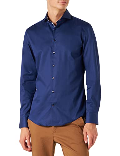 Jacques Britt Męska koszula biznesowa, niebieski (ciemnoniebieski 18), 37 PL/S