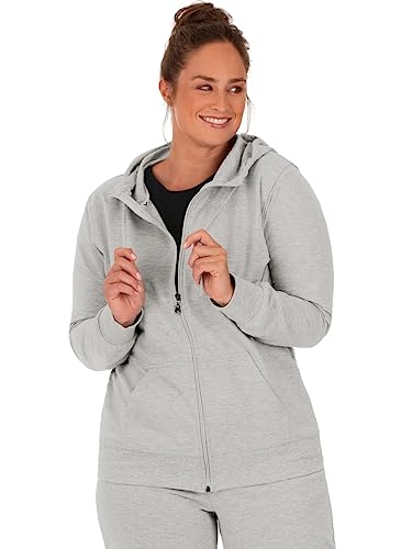 Trigema Damski sweter z kapturem 577907, szary (Grau-melange 110), XXL