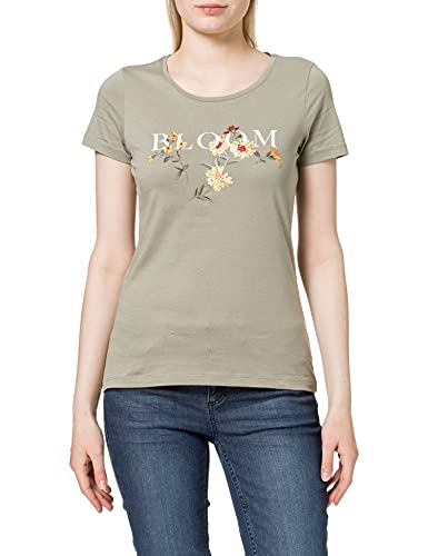 s.Oliver T-shirt damski, Khaki nadruk kwiatowy, 34