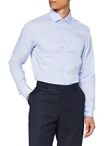 Seidensticker Męska koszula biznesowa Slim Fit – niewymagająca prasowania koszula biznesowa, niebieski (jasnoniebieski 11), 36 PL