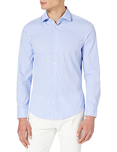Seidensticker Męska koszula z długim rękawem, krój slim, niebieski (niebieski 11), 39