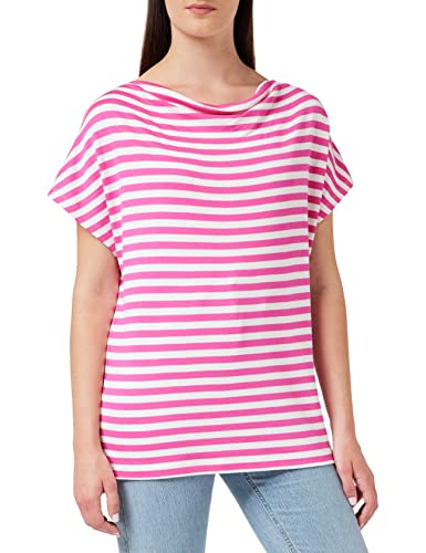 #ONE MORE STORY T-shirt damski w paski, Różowy flambe 2 odcienie, 36 PL