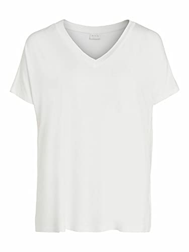 Vila Damska koszulka Vibelis V-Neck S/S Top/Su-Noos, Optyczny Snow, XXL