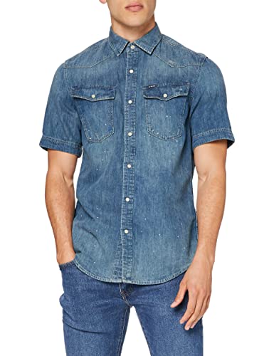 G-STAR RAW Koszula męska 3301 slim, Antic Faded River Blue Painted C653-c472, XS