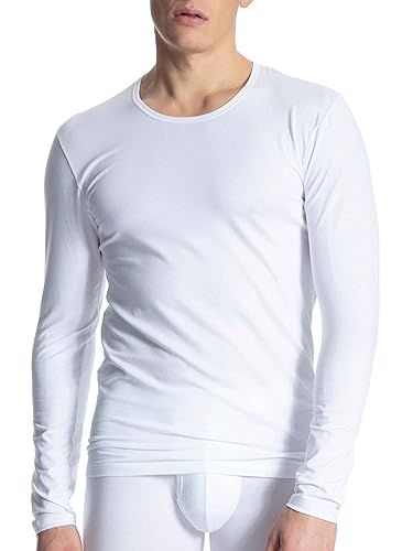 CALIDA Męski T-shirt z długim rękawem z bawełny, biały, 46/48 PL