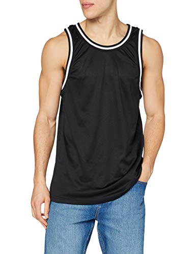 Build Your Brand Męski tank top z siateczki, czarny/biały, 5XL