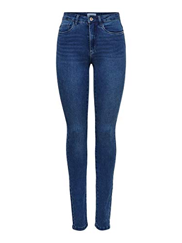 Only Jeansy Damskie z Wysokim Stanem, Ciemno-Niebieskie, (L) W x 34L
