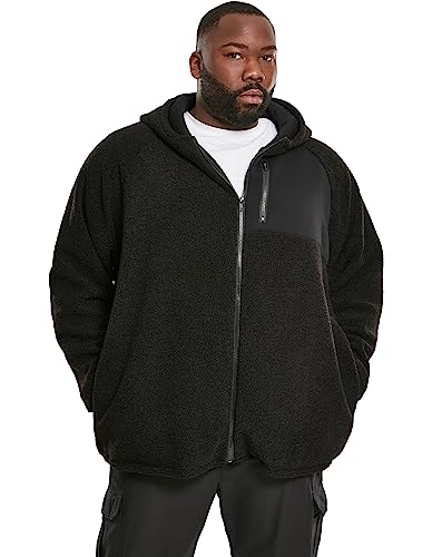 Urban Classics Męska kurtka Sherpa Zip Jacket kurtka pluszowa z kapturem, czarny, L