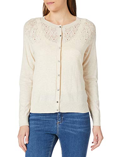 Noa Noa Essential Cotton Melange, damski sweter z długim rękawem, Jasnobrązowy melanż, XXS