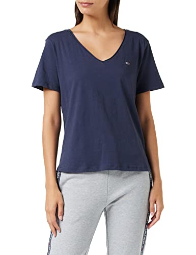 Tommy Jeans Damska koszulka Tjw Slim Jersey z dekoltem w serek, Ciemna granatowa, M