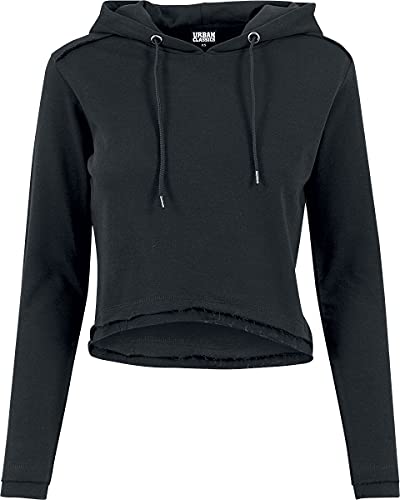 Urban Classics Damska bluza z kapturem frotte z kapturem, Czarny, XS