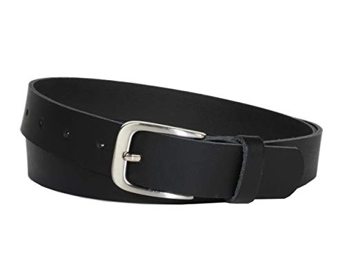 Vascavi Pasek skórzany, szerokość 3 cm, wyprodukowano w Niemczech, pasek z prawdziwej skóry, dla kobiet i mężczyzn, możliwość skrócenia, czarny, 115 cm Łącznie Długość 125 cm