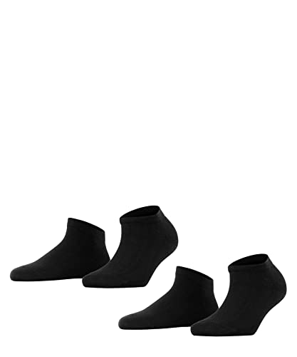 FALKE Kobiety Skarpety do trampek Happy 2-Pack W SN Bawełna krótkie jednokolorowe 2 Pak, Czarny (Black 3000), 39-42