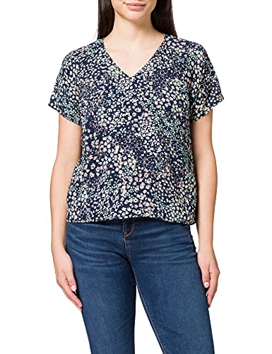 VERO MODA Vmhannah Foil S/S Top WVN Ga T-Shirt damski, Navy Blazer/Aop:hannah, XS